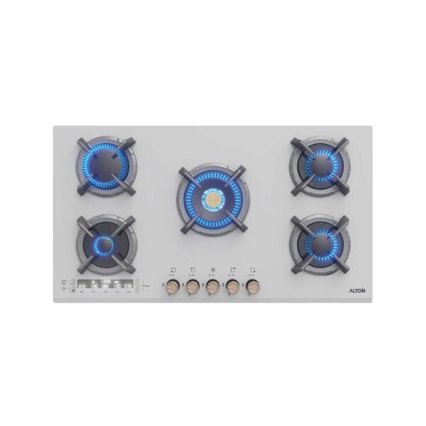 اجاق گاز توکار ۵ شعله آلتون مدل IG531DWN شیشه سفید تایمردار