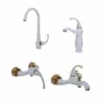 شیرآلات تهران دوش مدل فابیا سفید طلا ست کامل 4 تیکه