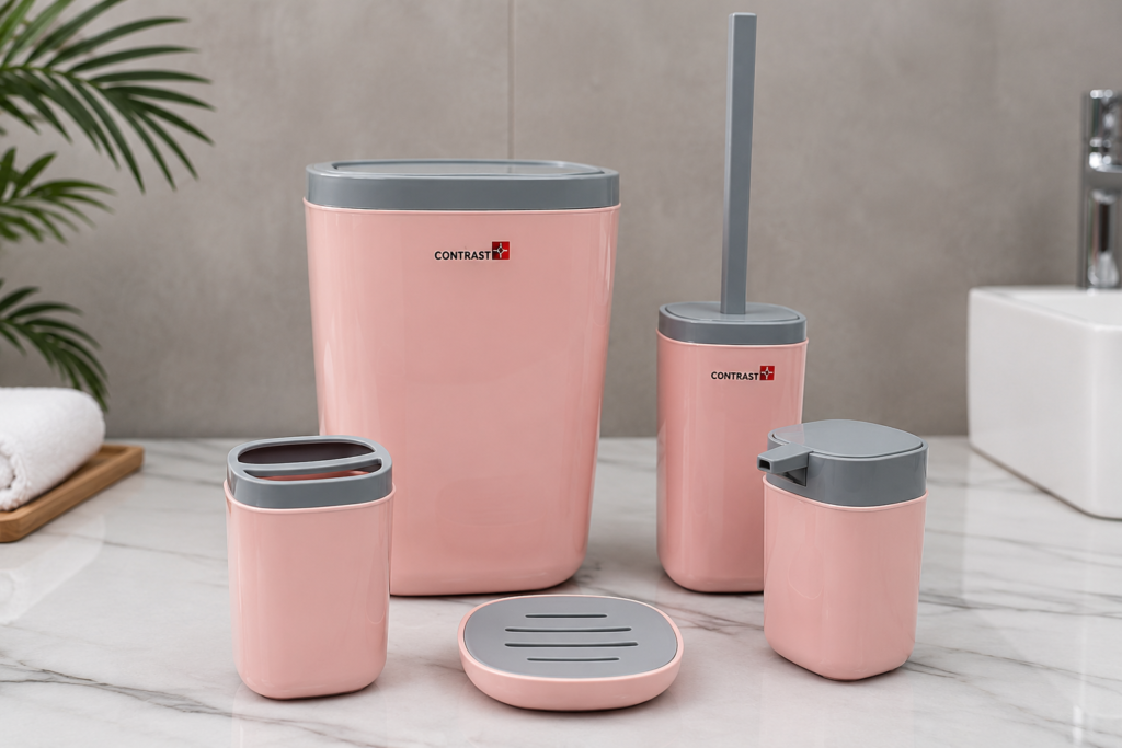 ست سرویس بهداشتی ۵ پارچه کنتراست مدل Roma Pink