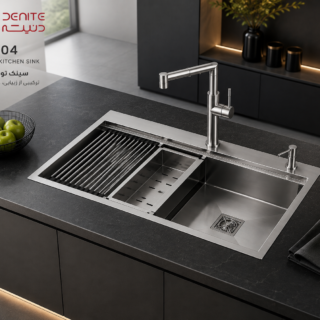 سینک توکار دنیته مدل DS-104 استیل 304 با عمق 24 سانتی‌متر