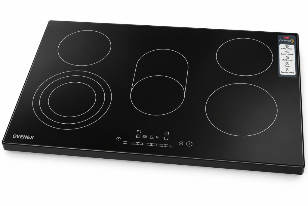 اجاق گاز برقی 5 شعله آونکس c5-zone 8 صفحهای سرامیکی