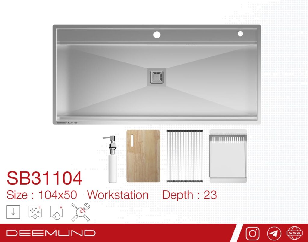 سینک باکسی استیل SB31104تک لگنه بدون سینی