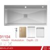 سینک باکسی استیل SB31104تک لگنه بدون سینی