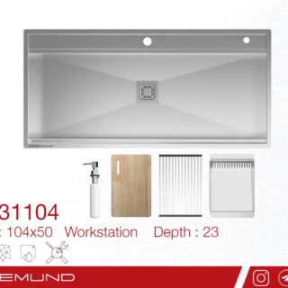 سینک باکسی استیل SB31104تک لگنه بدون سینی