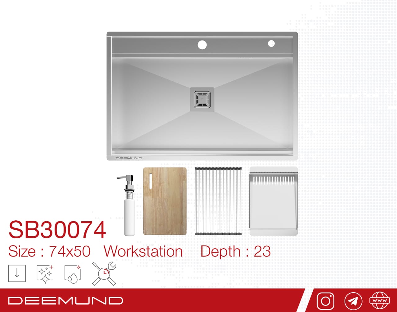 سینک باکسی استیل SB30074تک لگنه بدون سینی