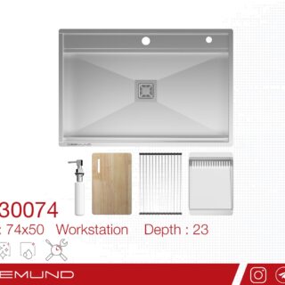 سینک باکسی استیل SB30074تک لگنه بدون سینی