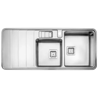 نمای کلی سینک دو لگنه باکسی استیل البرز 856 توکار