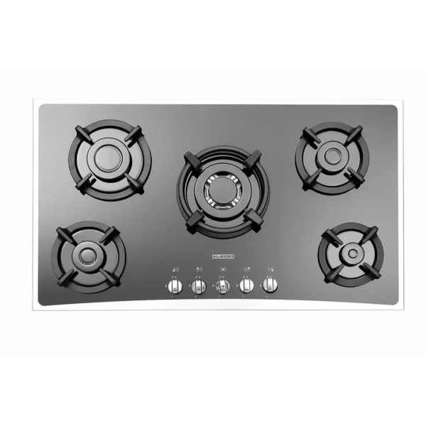 اجاق گاز رومیزی شیشه ای پنج شعله استیل البرز مدل G-5954 i s
