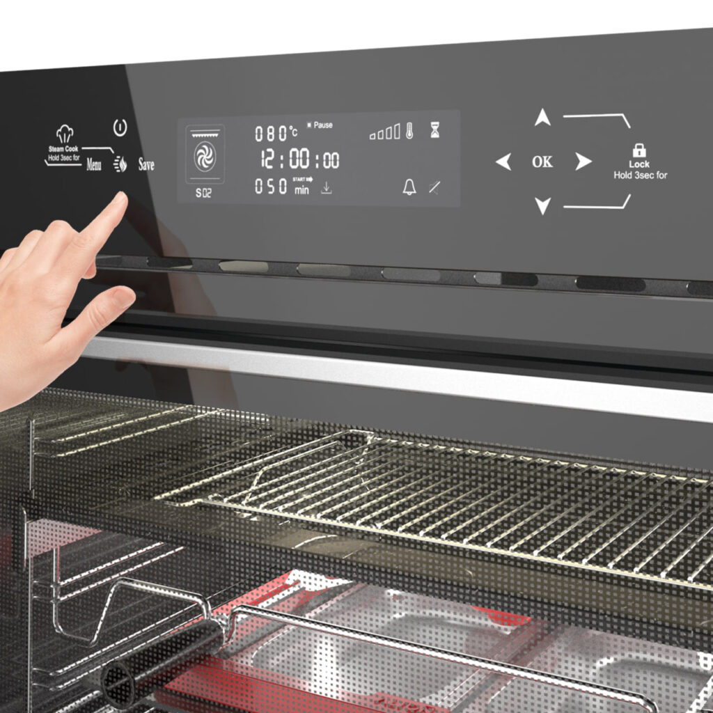 فر توکار آلتون مدل V905B سایز 90 برقی مشکی (ظرفیت 95 لیتر + بخارپز)