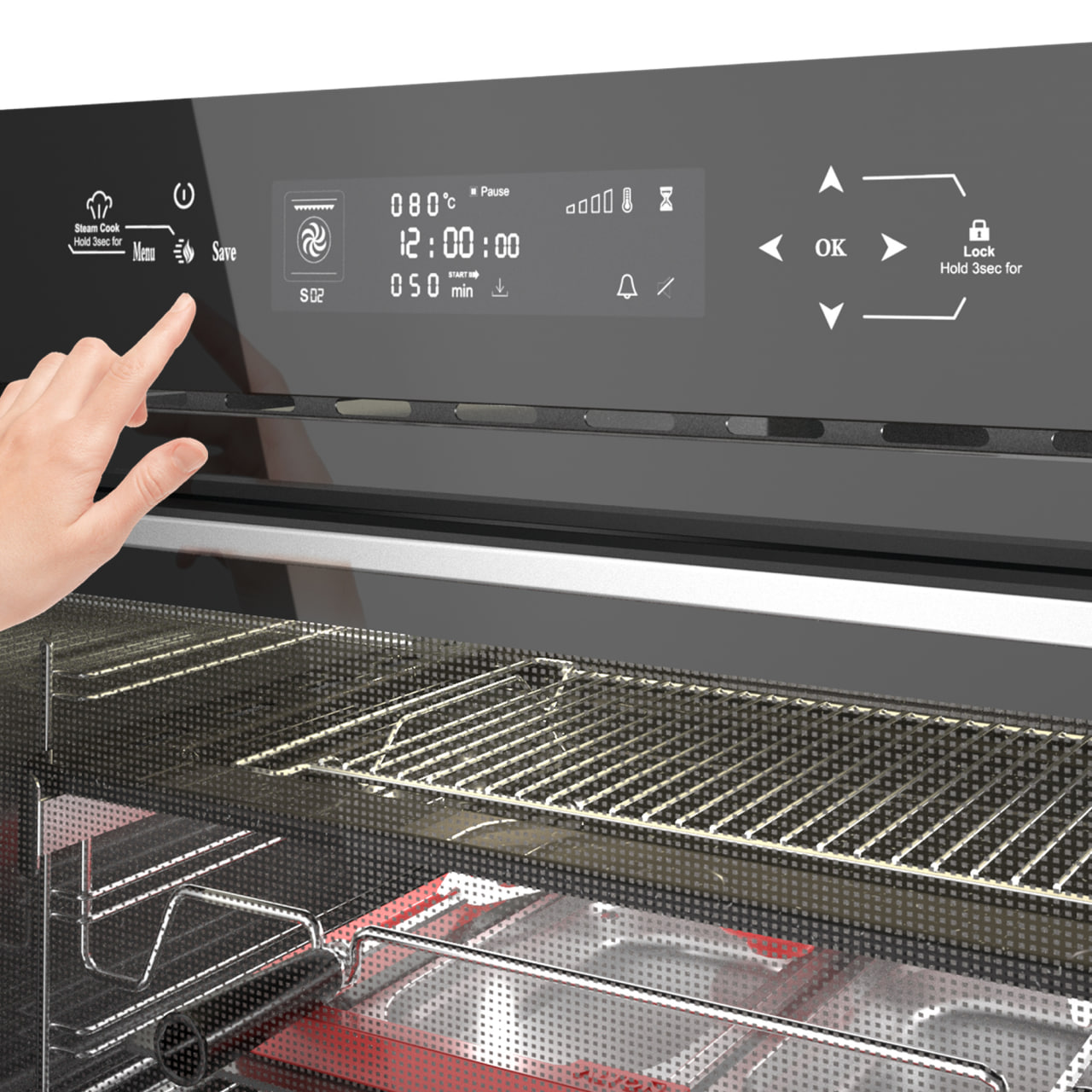 فر توکار آلتون مدل V905B سایز 90 برقی مشکی (ظرفیت 95 لیتر + بخارپز)